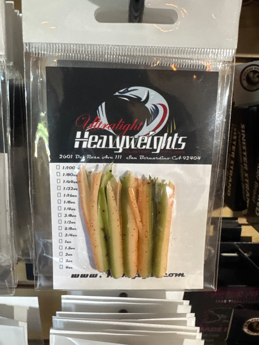 Ulhw Green/orange red flake mini jigs