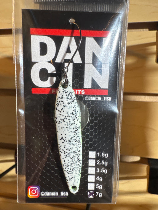 Dancin Spoons 7g white/black flake chartreuse