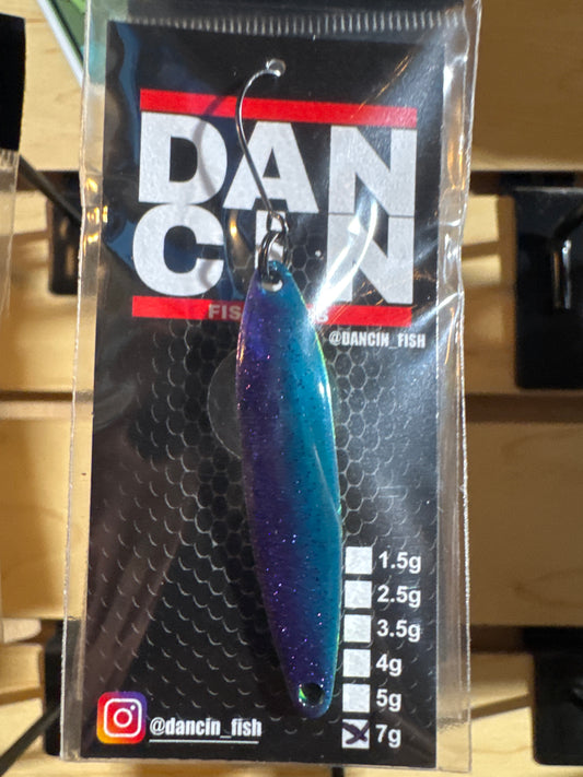 Dancin 7g spoon purple/blue chartreuse