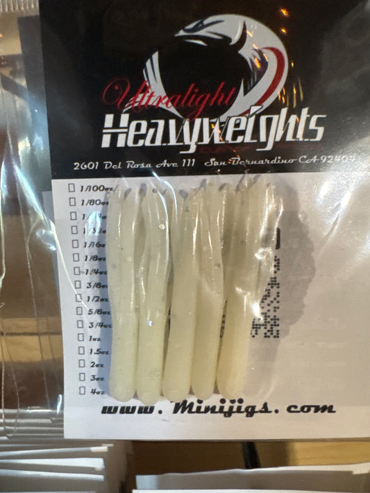 Ulhw white/silver flake mini jigs