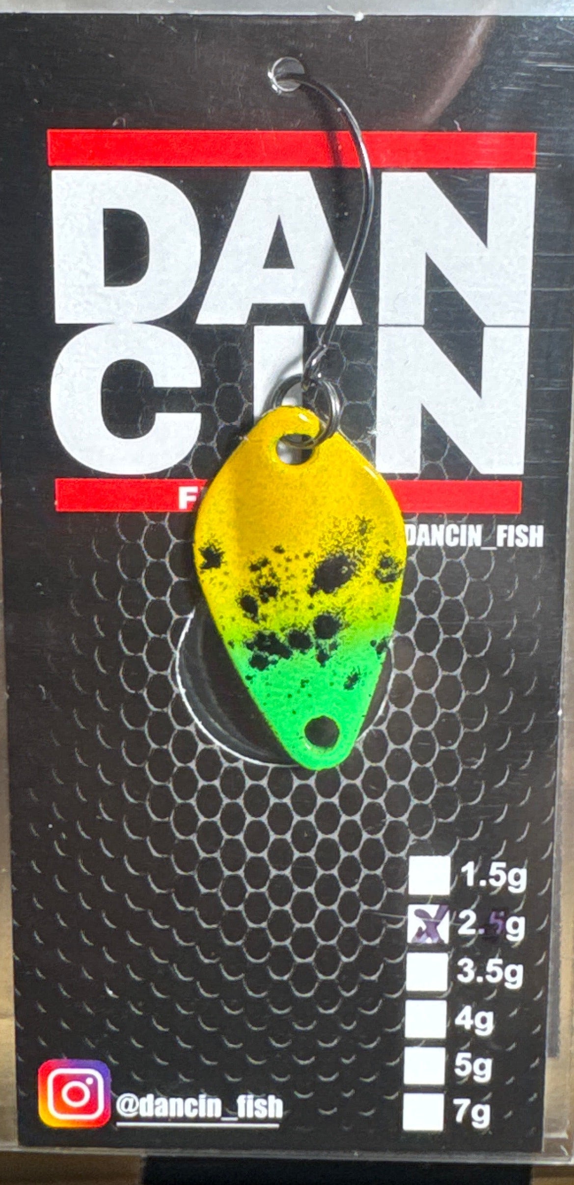 Dancin Spoon Yellow/Green with black splatter on front and back 2 gram