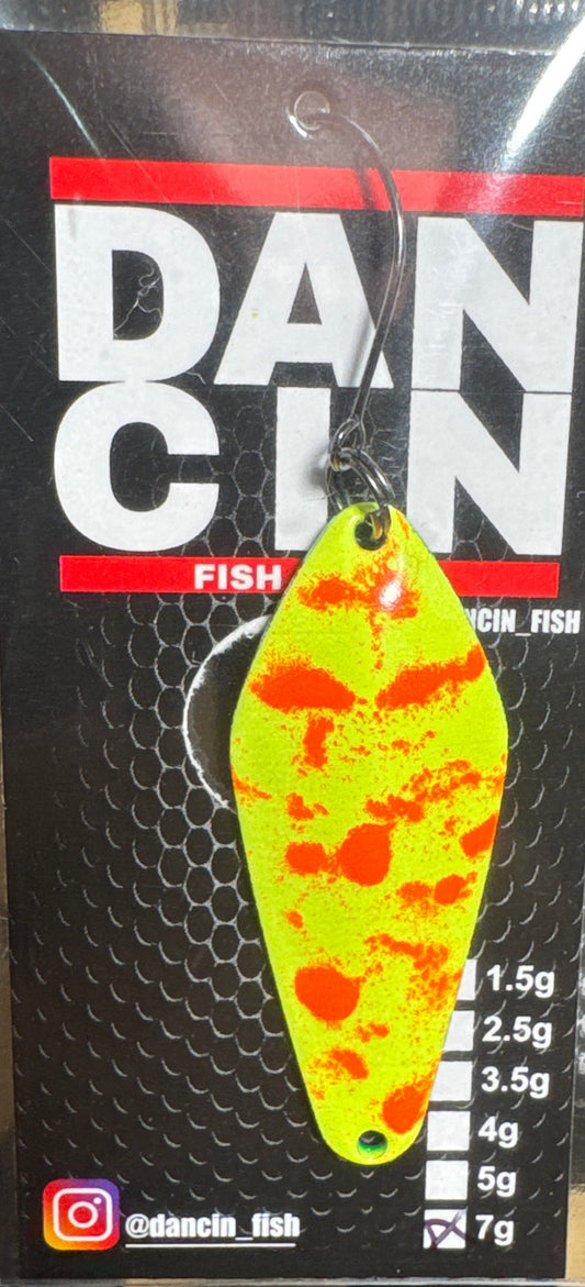 Dancin Spoon Yellow/Orange Aqua on back 7 gram