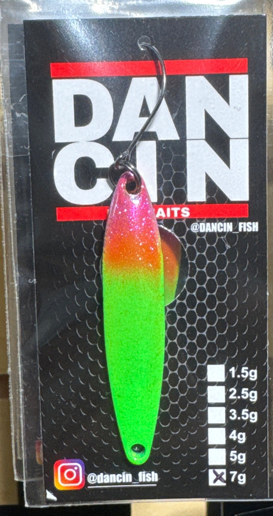 Dancin Spoons Bright Green/ Orange Pink Flake  Neon Green