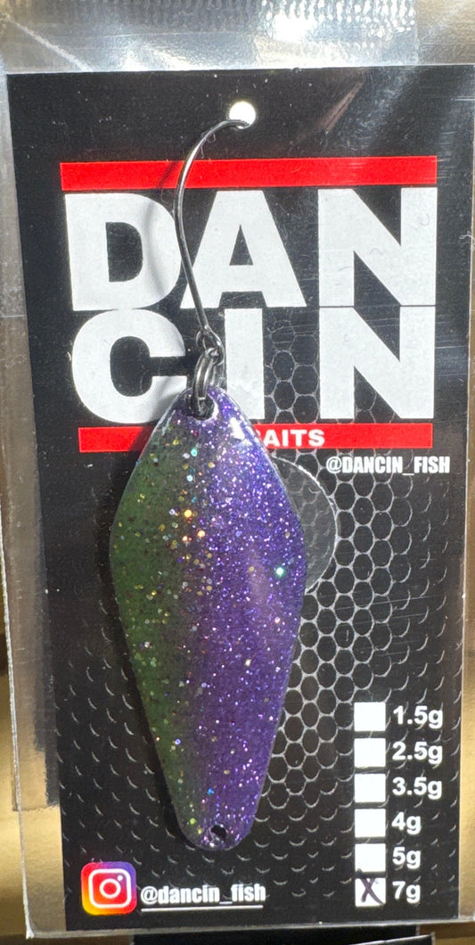 Dancin Spoon Green/Purple Black splatter on back 7 gram
