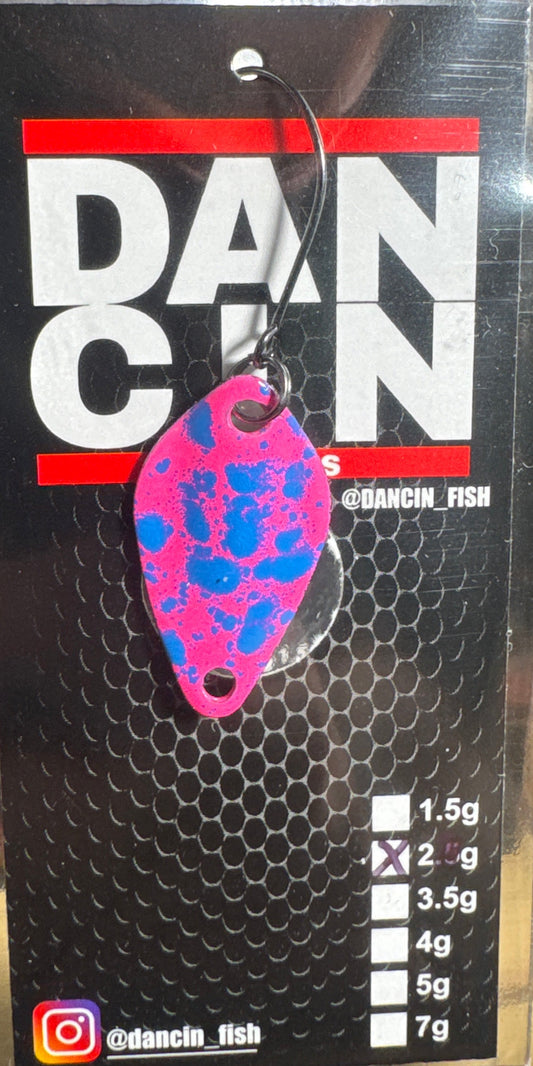 Dancin Spoon Pink/Royal Blue White splatter on back 2 gram